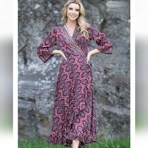 Silk blend wrap dress